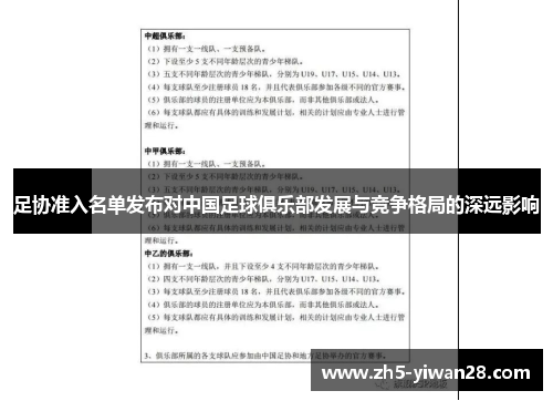 足协准入名单发布对中国足球俱乐部发展与竞争格局的深远影响